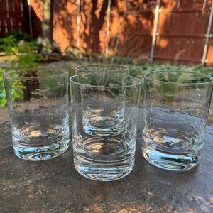 School Of Fish Double Old Fashioned Whiskey Glasses Barware Lead Free USA Set 4